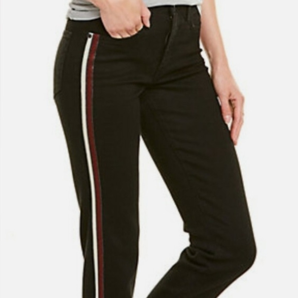 Velvet Brand Black Skinny Jeans with Red Stripe